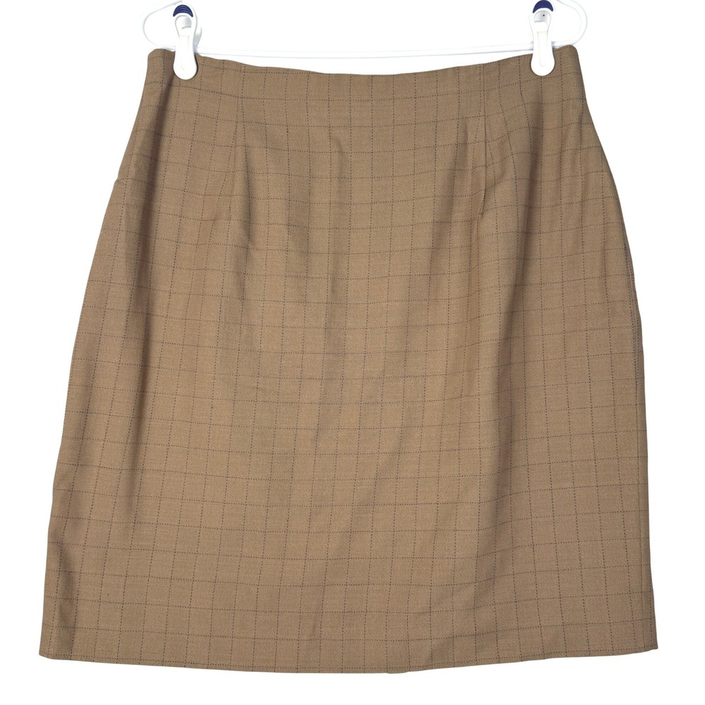 Jones Wear Women Brown and Black Plaid Career Knee Length Skirt‎ Size 16